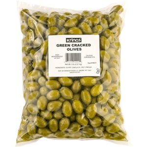 KRINOS Green Cracked Olives 5lb bag