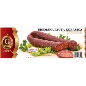 GEORGE'S Hot Pork Dry Sausage (Sremska Ljuta Kobasica) Approx. 20lb case