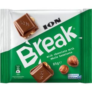 ION Break Milk Chocolate with whole hazelnuts 85g bar